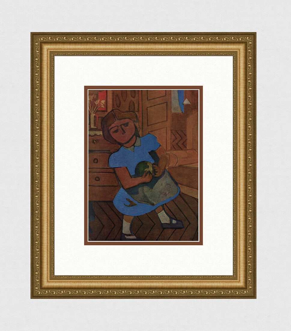 1943 Francisco Bores Color Lithograph L'Enfant En Bleu SIGNED FRAMED COA: Francisco Bores (Spanish, 1898 - 1972). L'Enfant En Bleu (The Child in Blue). Vintage offset lithograph after the original painting. Year: 1943. Signed in the plate, lower left. Printer: Les Editions