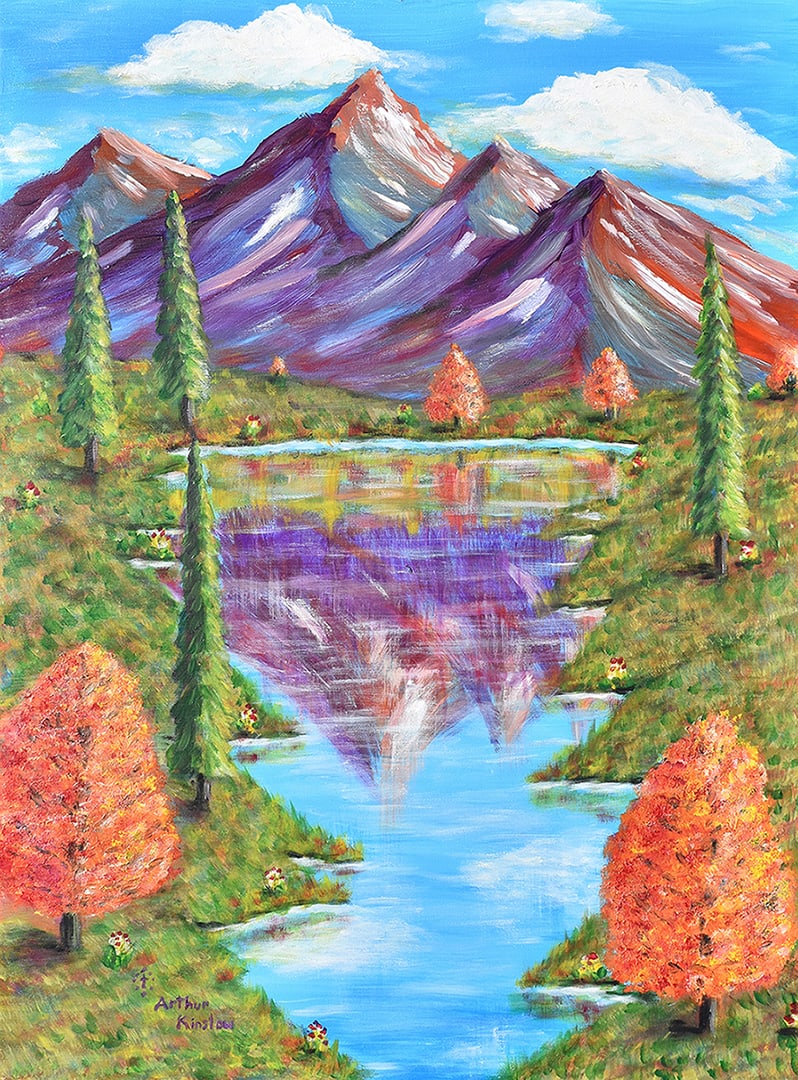 Arthur Kinslow Orginal Painting Southwest Love 30 x 40 Inches: Arthur Kinslow ( American, 1955 - ) Southwest Love. Original Acrylic on Canvas. Signed by the artist lower left. Canvas Size 30 x 40 inches. Arthur Kinslow has been involved in art his entire life and