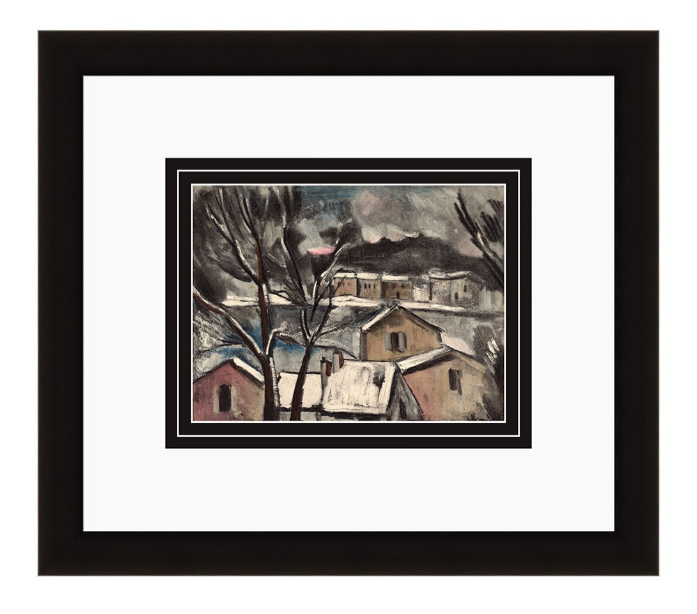 Maurice de Vlaminck Paysage d'Hiver 1958 lithograph: Maurice de Vlaminck. (1876-1958). Paysage d'Hiver. Color lithograph on wove paper after the original 1908 painting. 1958. Signed in the plate. Excellent. Legendary Atelier Mourlot. Image Size 6 3/8 x