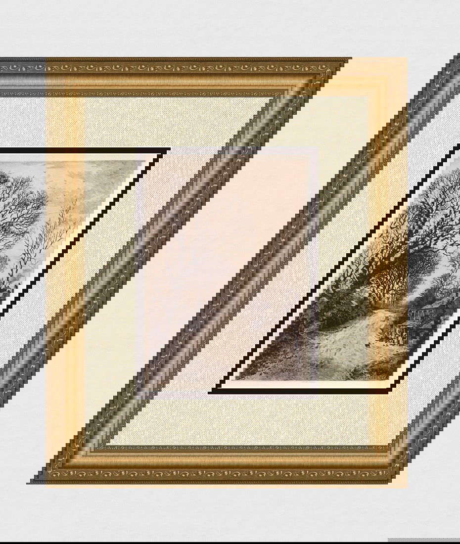 Frederick Albert Slocombe Spring Day 1889 etching: Frederick Albert Slocombe. (British, 1847-1920). Spring Day. Original etching on thick wove paper. 1889. Signed in the plate. Excellent. Image Size 6 3/4 x 9 3/4 inches. Framed dimensions approximatel