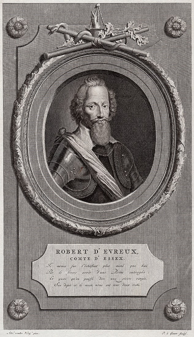 Adriaen van der Werff 1697 Engraving Robert Devreaux Framed: Adriaen van der Werff (1659 - 1722). Portrait of Robert Devreaux. Antique engraving on wove paper after the original by master engraver Pieter van Gunst (Dutch, 1658/9 - 1731). Year: 1697. Signed in t
