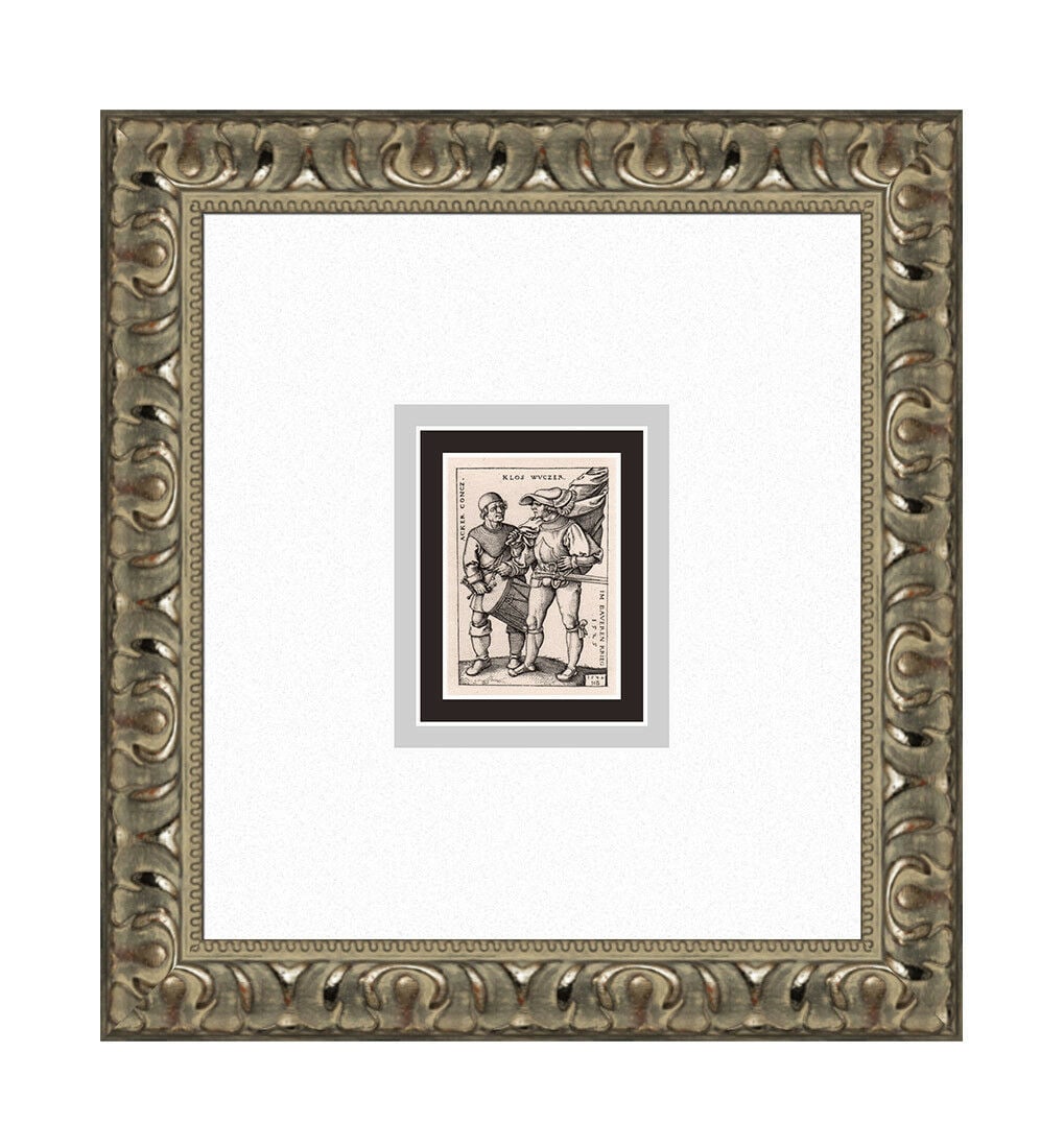 Sebald Beham Im Baurenkrieg 1525 (Standard-bearer) engraving signed: Sebald Beham. (Hans Sebald Beham) (German, 1500-1550). Im Baurenkrieg 1525 (Standard-bearer). Antique Copper Plate Engraving on Laid Paper after the original by Renowned Master Engraver Amand Durand