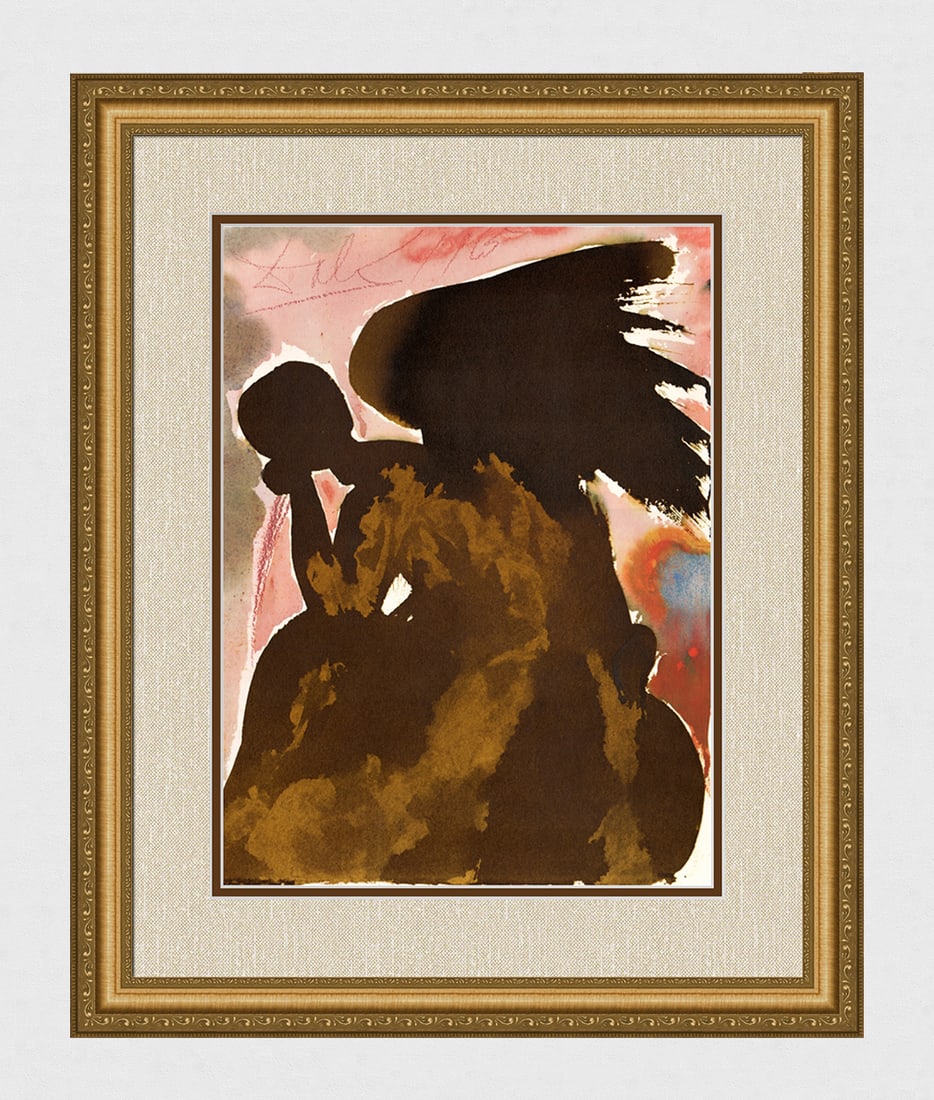 Dali 1967 Biblia Sacra Satan's First Attack Framed Lithograph: Salvador Dali. "Cui respondens Satan ait:. extende paululum manum tuam, et tange cuncta quae possidet, nisi in faciem benedixerit tibi (But now stretch out your hand and strike everything he has, and