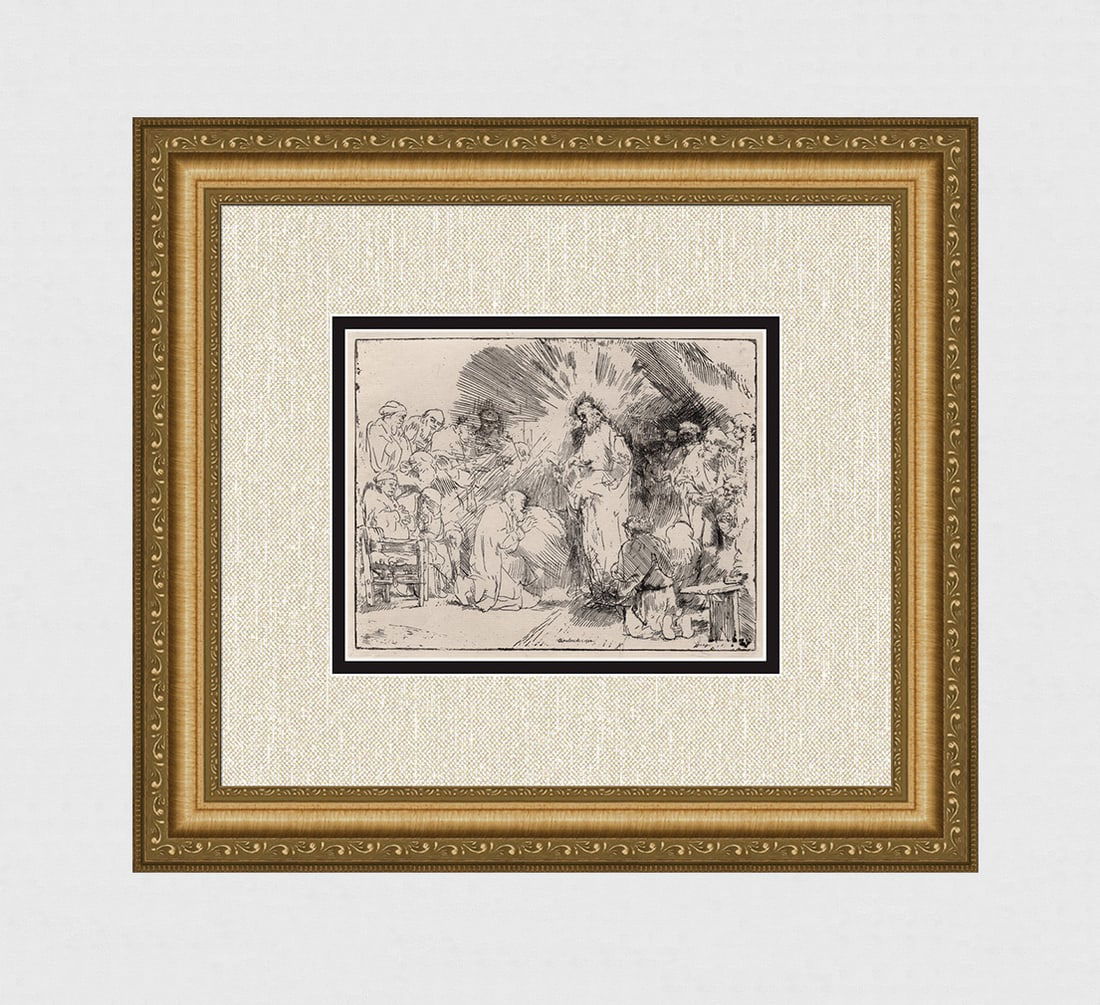 1800s REMBRANDT B89 Etching SIGNED Christ Appears to Apostles Durand (1 of 4)