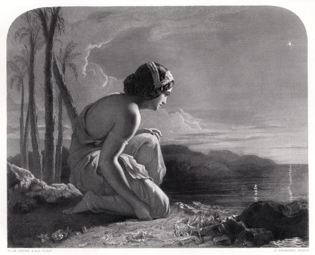 SIGNED Henry Le Jeune 1800s Engraving THE HINDOO MAIDEN Framed: Henry Le Jeune (English, 1819 - 1904). The Hindoo Maiden. Antique engraving after the original by master engraver David Joseph Desvachez (French, 1822-1902). Year: 1871. Signed in the plate. Image siz