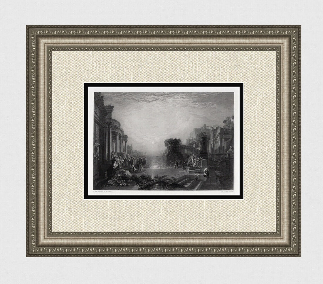 1800s JMW TURNER Engraving "Decline of Carthaginian" Framed Signed (1 of 4)