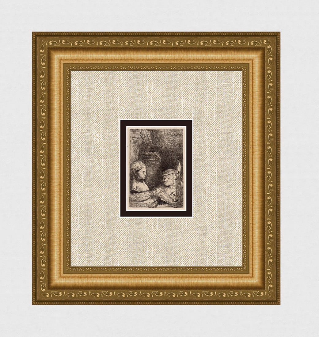 1800s REMBRANDT B130 Etching Durand: After Rembrandt Harmenszoon Van Rijn (1606-1669). Title: Man Drawing from a Cast. Medium: Antique hand pulled copper plate etching on laid paper after the original by master etcher Amand Durand (1831