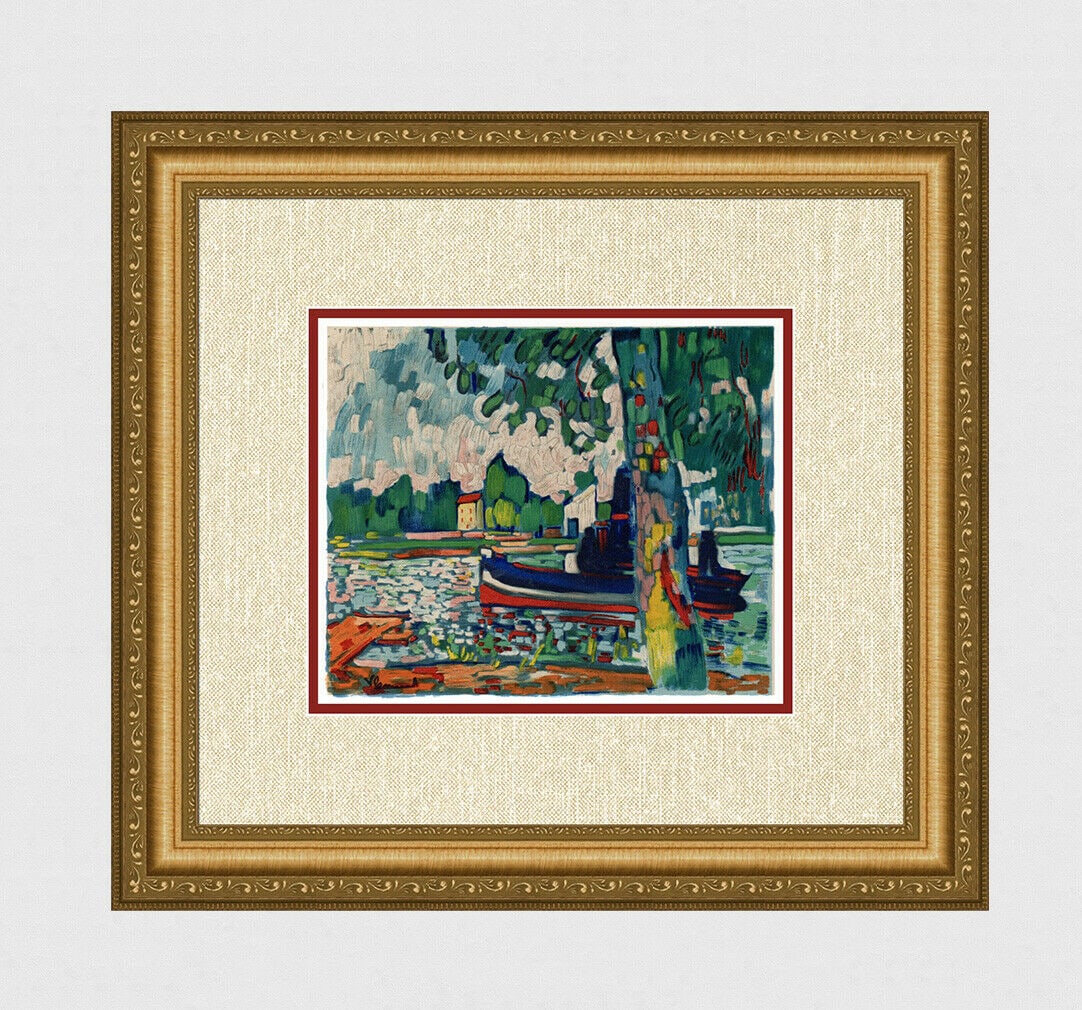 Maurice de Vlaminck Le Remorquer 1958 Lithograph Signed: Maurice de Vlaminck. Le Remorquer. Color lithograph on wove paper after the original painting. 1958. Signed in the plate lower left. Legendary Atelier Mourlot. Image Size 7 1/2 x 9 1/8 inches. Framed