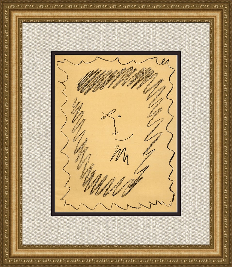 1956 Pablo Picasso Bacchanale Lithograph Framed Mourlot: Pablo Picasso (Spanish,1881-1973). Bacchanale. Transfer Lithograph on wove paper. 1956. Limited to 3000 impressions Sauret. Atelier Mourlot. Image size 9 1/2 x 12 3/8 inches. Approximately 19 x 22 inc