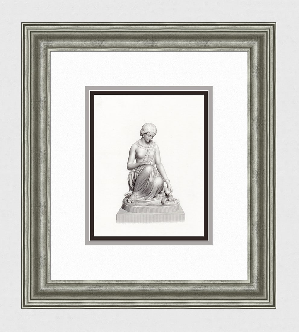 1800s Henry TIMBRELL Antique Engraving The Ganga Aarti Ceremony FRAMED: Henry Timbrell (British, 1806 – 1849). The Lamp of the Ganges. Antique engraving on wove paper after the original master engraver William Callis Roffe (British, 1817 – 1902). Year: 1855. Condition