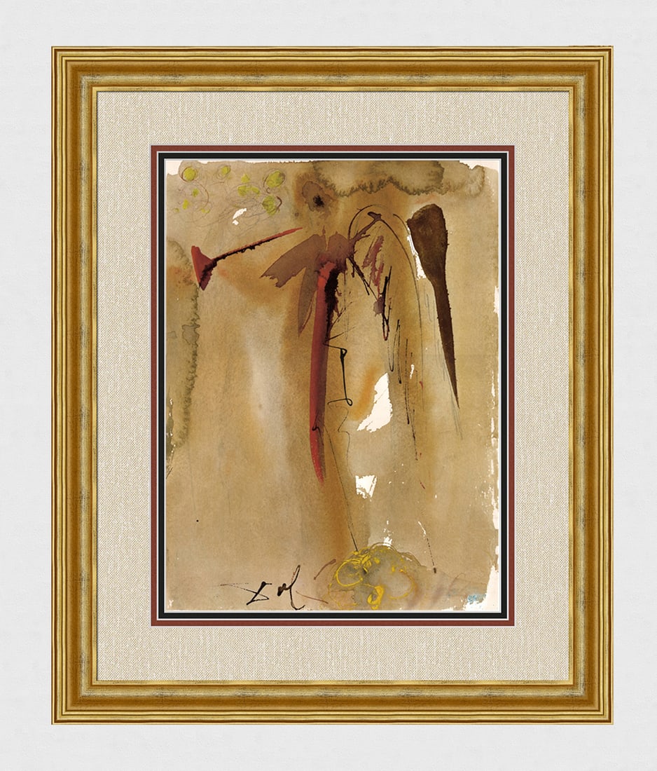 Salvador Dali 1967 Biblia Sacra Isiah 40:9 Lithograph Framed: Salvador Dali. "Super montem excelsum ascende, tu qui evangelizas Sion; exalta in foritudine vocem tuam, qui, evangelizas Ierusalem (Go up on a high mountain, thou that bringest good tidings to Sion: