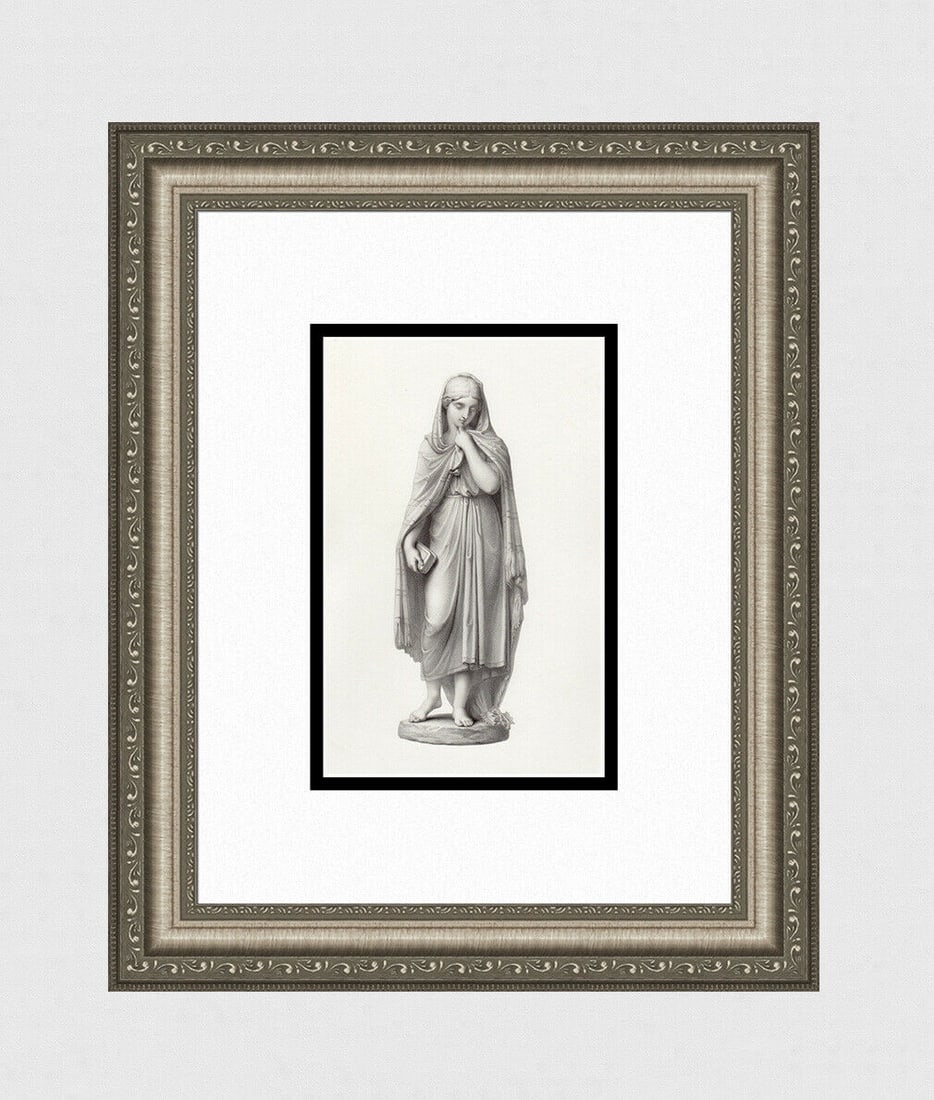 Benjamin Edward Spence Highland Mary 1852 Engraving: Benjamin Edward Spence. Highland Mary. Antique engraving on wove paper after the original statue by master engraver Edwin Roffe (English, 1825 - 1891). 1852. Image Size 3 1/4 x 8 1/4 inches. Framed di