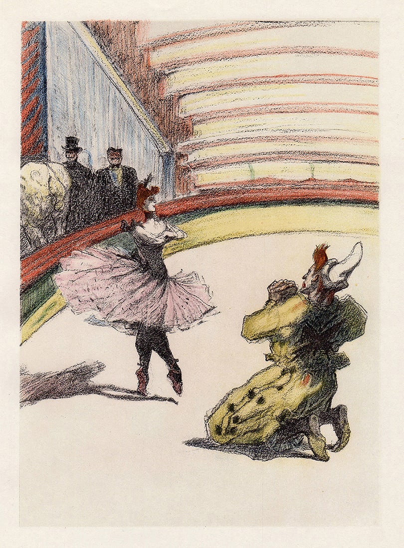 Toulouse Lautrec Color Lithograph Circus Ltd ed: Toulouse Lautrec (French, 1864 - 1901). The Reminder (Le Rappel). Color lithograph on wove paper after the original color crayon drawing. 1952 Limited to an edition of 1500. Atelier Mourlot. Condition