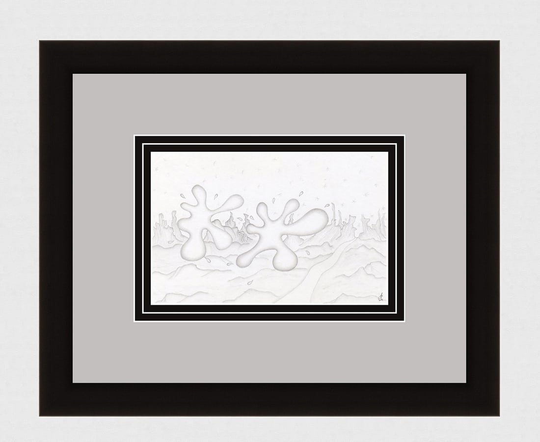 Alexander Constantine Original Drawing Desert Sun Signed: Alexander Constantine. Desert Sun. Original pencil drawing. Unique. Signed by the Artist, lower right. (Study for a painting). Sheet 5 1/2 x 8 1/2 inches. Framed dimensions c. 13 x 16 inches. This pie