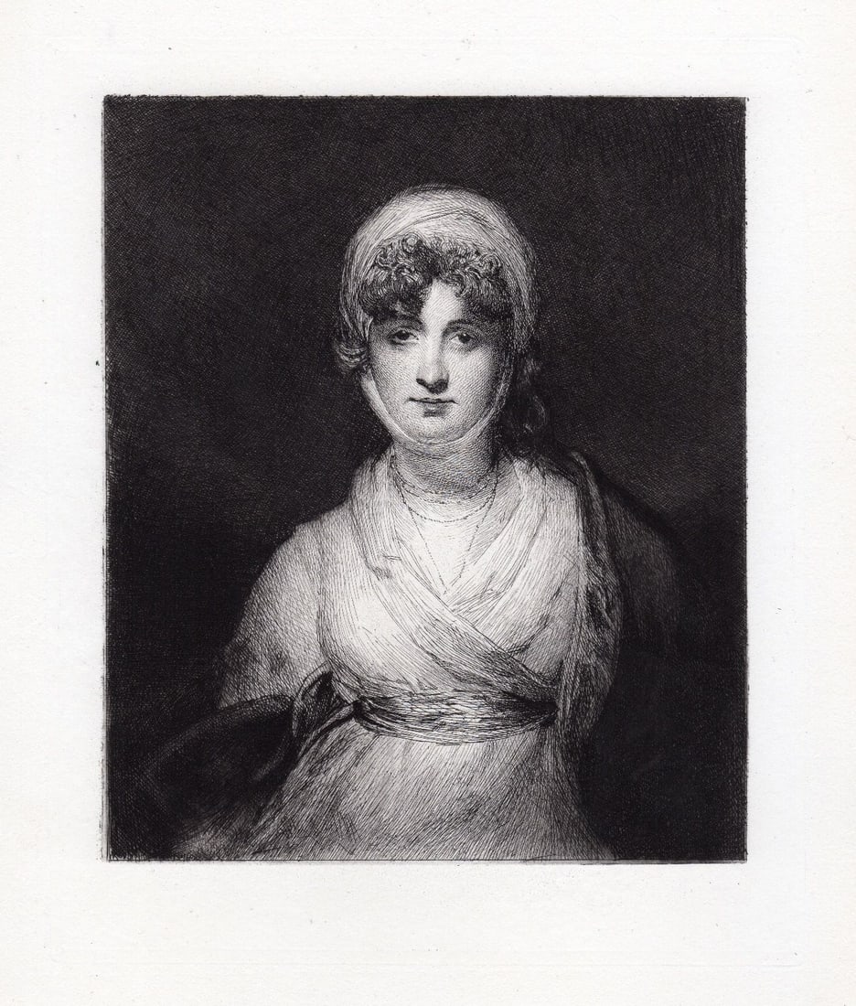 Sir Thomas Lawrence Mrs. Siddons 1877 etching: Sir Thomas Lawrence. (English, 1769-1830). Mrs. Siddons. Copper Plate Etching on Laid Paper after the Original by Master Engraver Francois Flameng (French, 1856-1923). 1877. Excellent. Image Size 7 1/