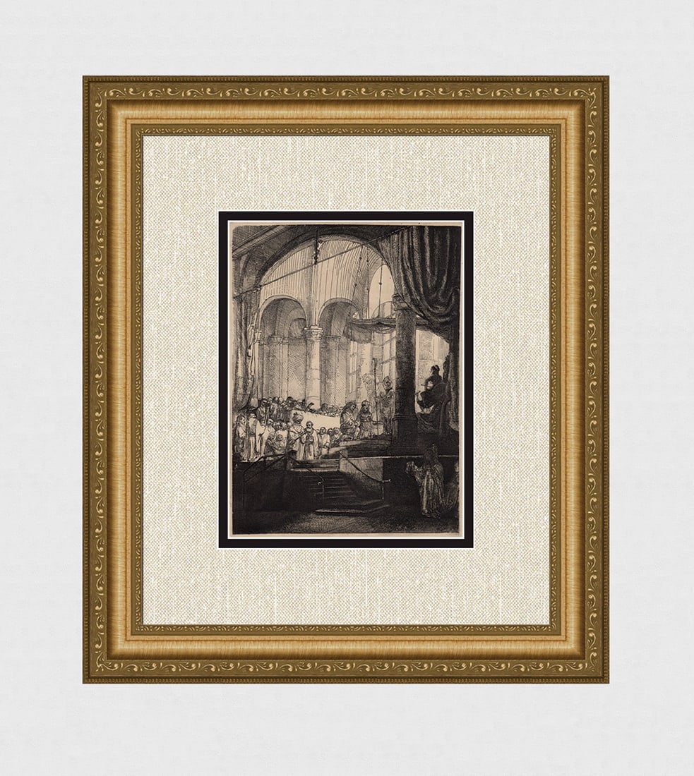 1800s REMBRANDT B112 Jason and Creuse DURAND: After Rembrandt Harmenszoon Van Rijn (1606-1669). Title: Medea: Or the Marriage of Jason and Creuse. Medium: Antique hand pulled copper plate etching on laid paper after the original by master etcher