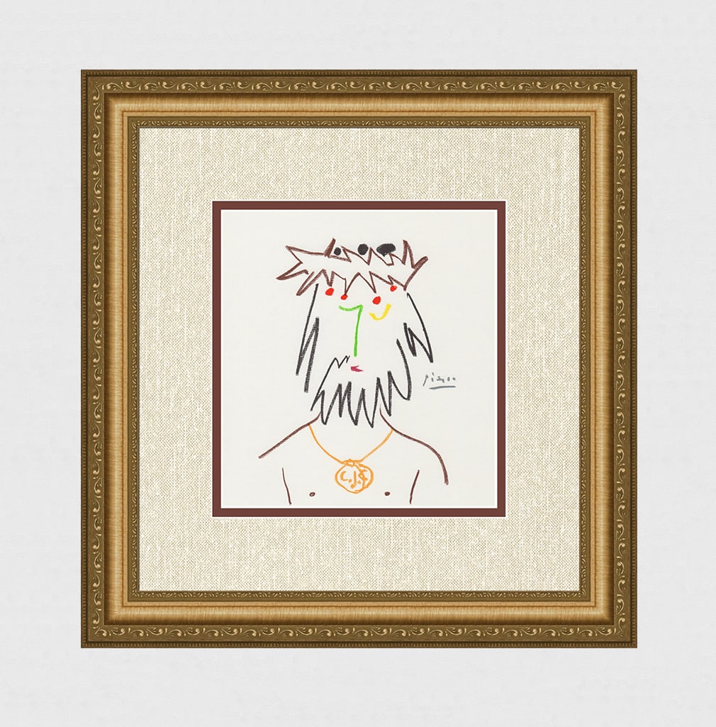 1968 PABLO PICASSO Color Lithograph Poet Signed Framed: Pablo Picasso (1881 - 1973). The Poet. 1968 Color lithograph after the pastel on Wove paper. Signed in the Plate. Verlag Ullstein GmbH. Image 8 1/4 x 9 inches. Framed dimensions approximately 16 3/4 x