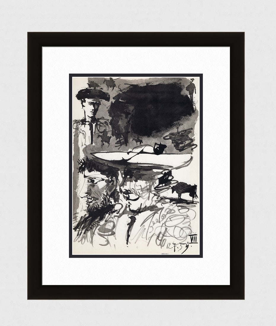 PABLO PICASSO 1961 Vintage Lithograph Bullfighter FRAMED (1 of 3)
