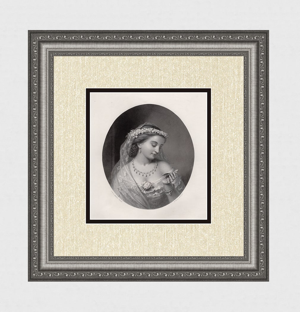 Joshua Hargrave Sams MANN 1800s Engraving "City Belle" SIGNED Framed (1 of 3)