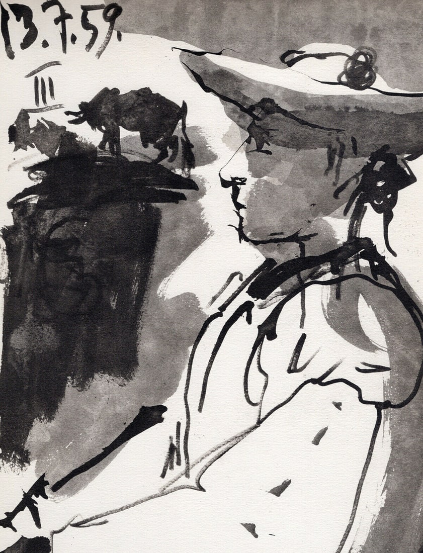 PABLO PICASSO 1961 Vintage Lithograph Guapo Picador FRAMED (1 of 2)