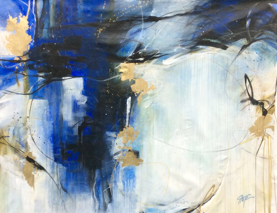 Gorgeous Patricia Chute 60 x 40 Blue Contemporary Painting (1 of 3)