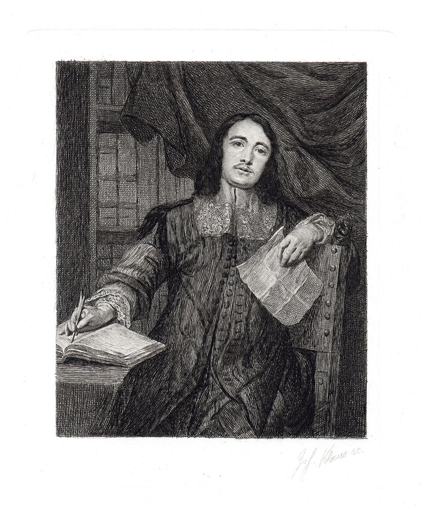 Gonzales Coques Portrait of Cornelis de Bie etching signed (1 of 2)