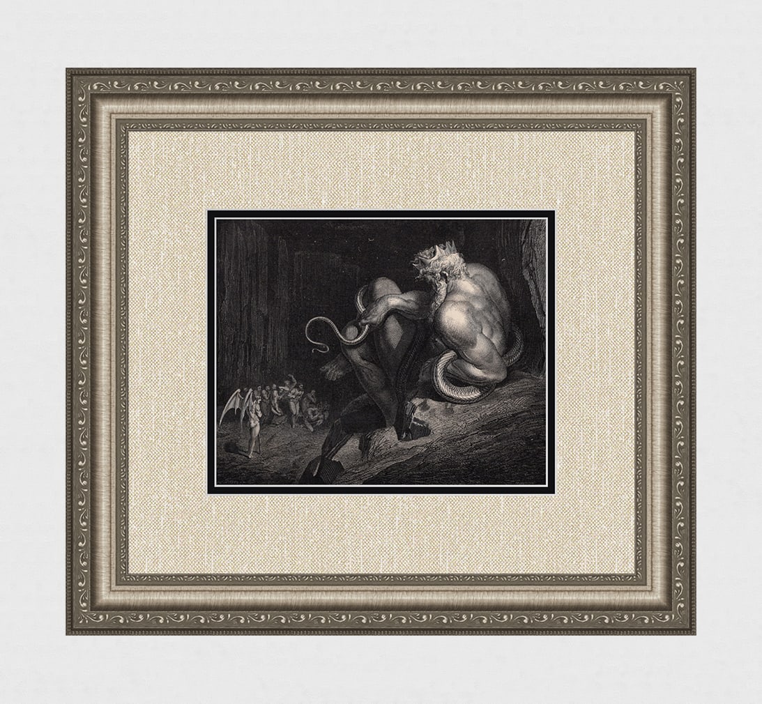 Gustave Dore Minos (Dante's Divine Comedy Enferno) c. 1880 Woodcut: Gustave Dore (Paul Gustave Louis Christophe Dore) (French, 1832-1883). Chant 5. Minos (Dante's Divine Comedy Enferno). Antique woodcut wove paper after the original by master wood engraver Gaston Raym