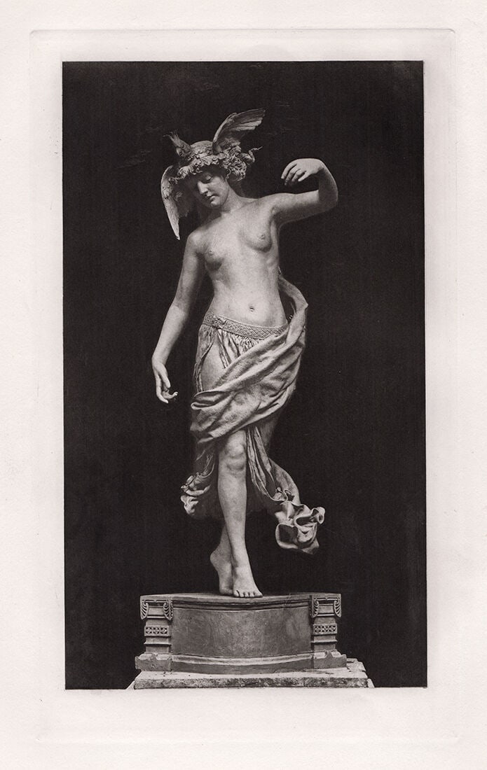 Edward Onslow Ford The Dance 1890 print: Edward Onslow Ford. (English, 1852-1901). The Dance. Antique Heliogravure after the original 1891 sculpture on wove paper by a Master Engraver. 1890. Excellent. Image Size 6 5/8 x 11 inches. Framed di