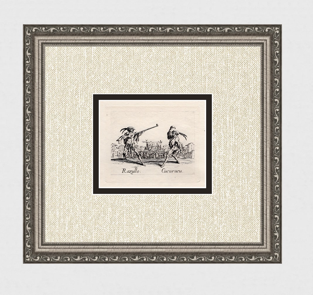 1920 CALLOT LIMITED Engraving "Costume Dancers in the Public Square" FRAMED (1 of 2)