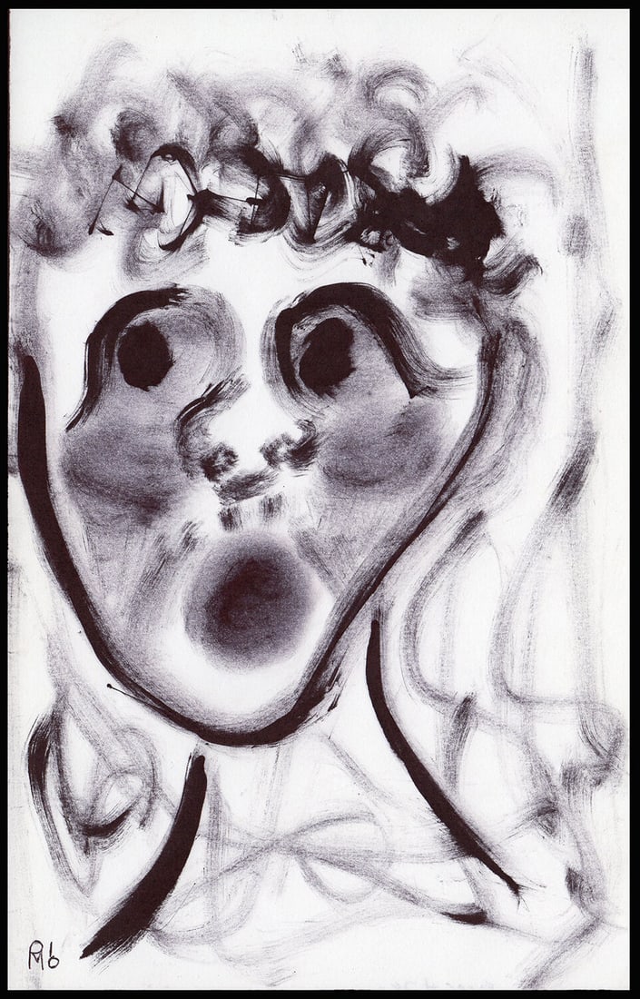 Patrick Mcdowell Faces #28 drawing signed - 2