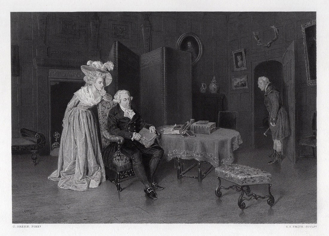 Charles Green 1800s Engraving Waiting for the Letter SIGNED FRAMED (1 of 3)