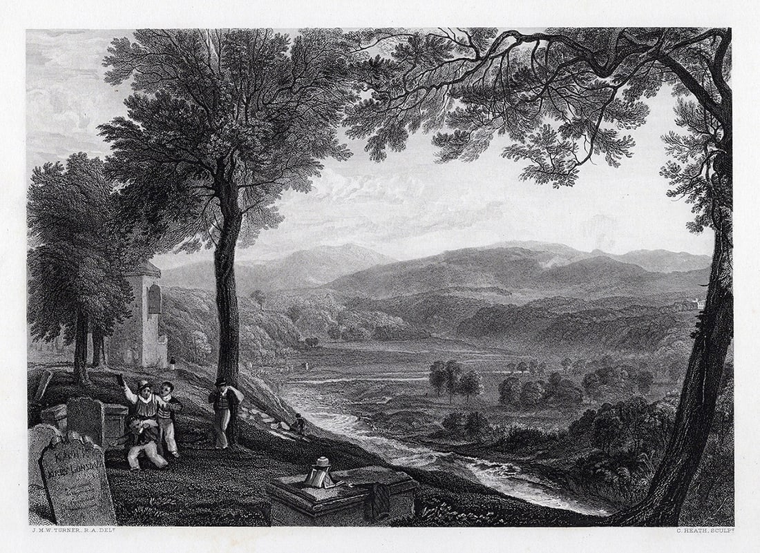 1800s JMW TURNER Engraving St Mary's Church, Kirkby Lonsdale SIGNED Framed (1 of 3)