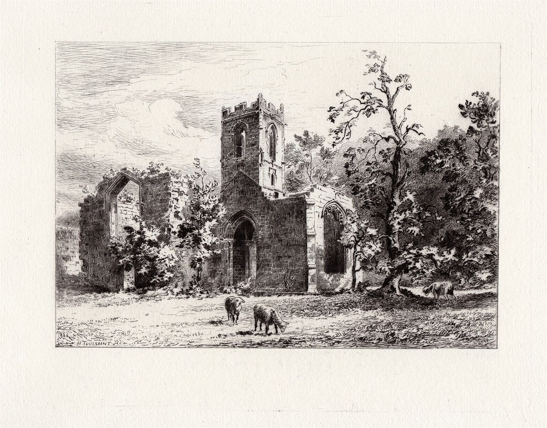 Charles Henri Toussaint Mount Grace Priory etching signed (1 of 3)