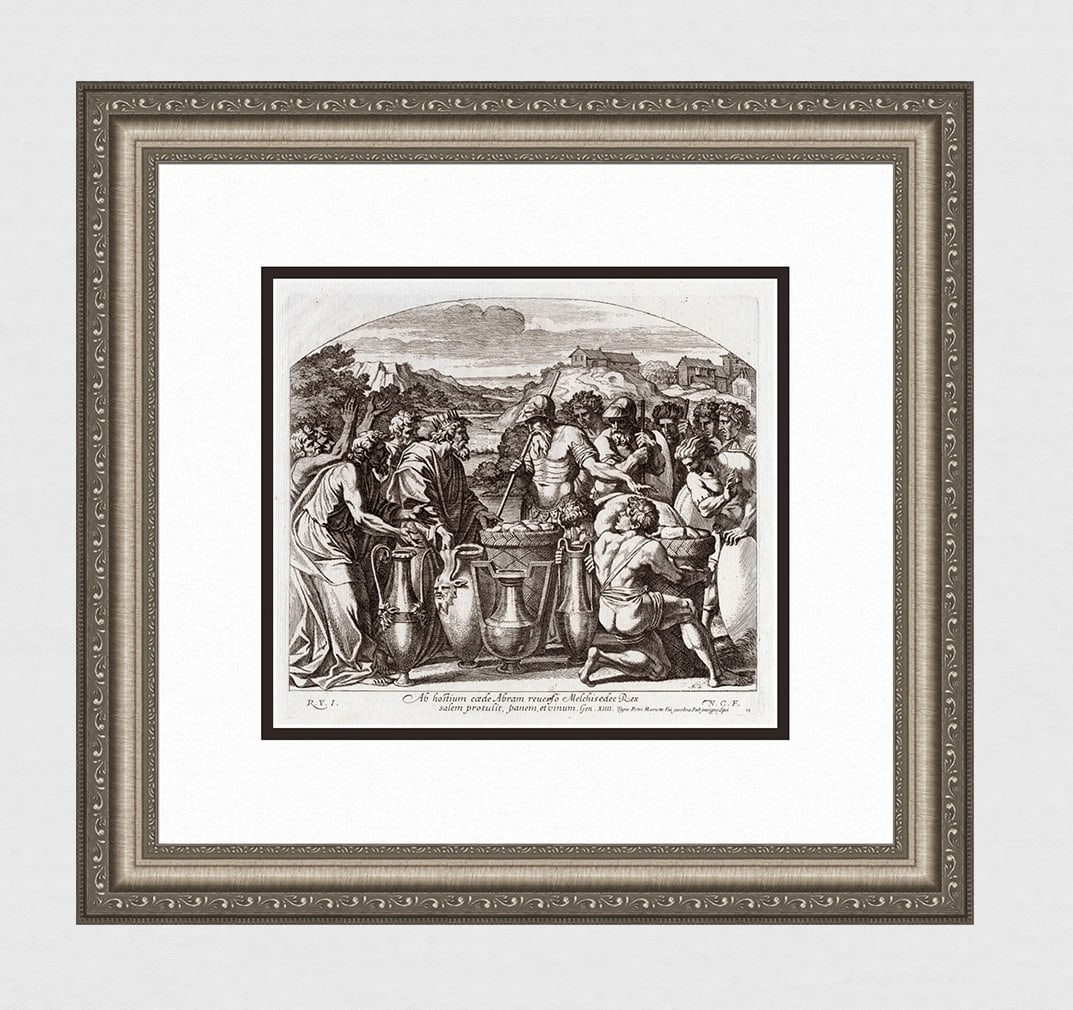 Raphael 1649 Engraving Vatican Melchizedek Brings Bread and wine to Abraham (1 of 4)