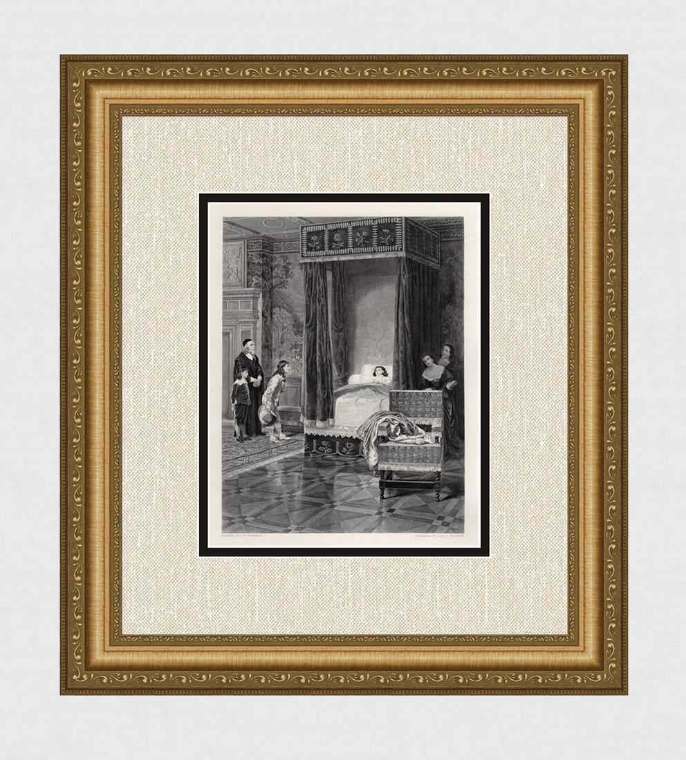 1885 Engraving David Wilkie Wynfield Visitors for the Prince Signed Framed (1 of 4)