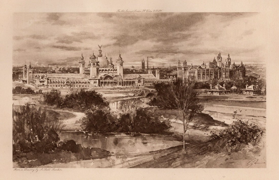 Andrew Scott Rankin Antique Print Central Buildings SIGNED Framed: Andrew Scott Rankin (British, 1868-1942). Central Buildings. Antique heliogravure on wove paper after the original drawing by a Master Engraver. Year: 1901. Signed in the plate, lower right. Image Siz