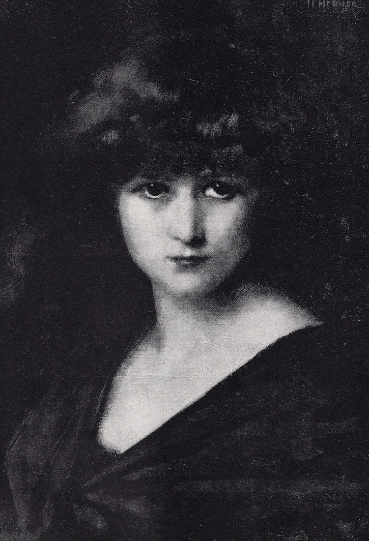 Jean-Jacques Henner 1800s Antique Print Beautiful Lisette SIGNED Framed (1 of 2)