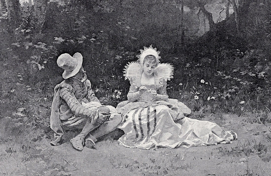 Alexandre-Louis Leloir 1800s Antique Print The Daisy Test SIGNED Framed (1 of 2)