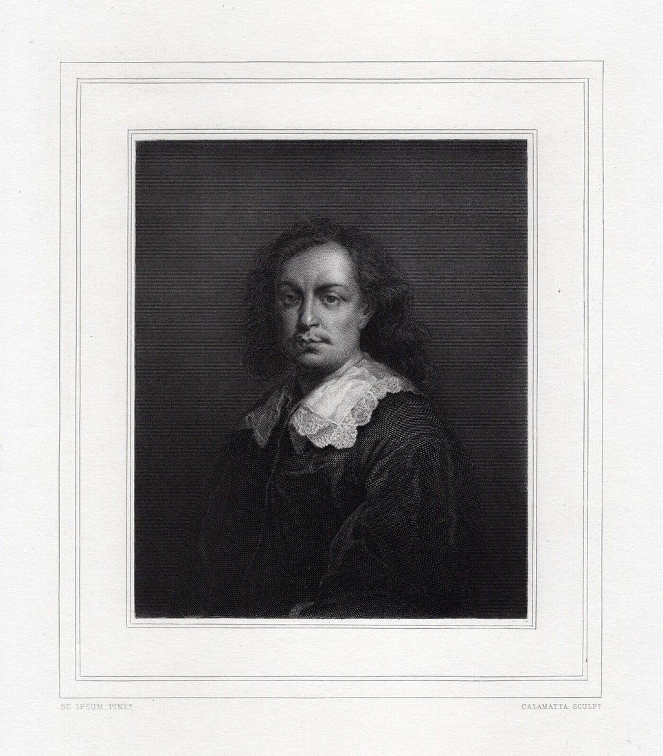 Framed 1800s Bartolome Murillo Engraving The Painter Bartolome Signed (1 of 3)