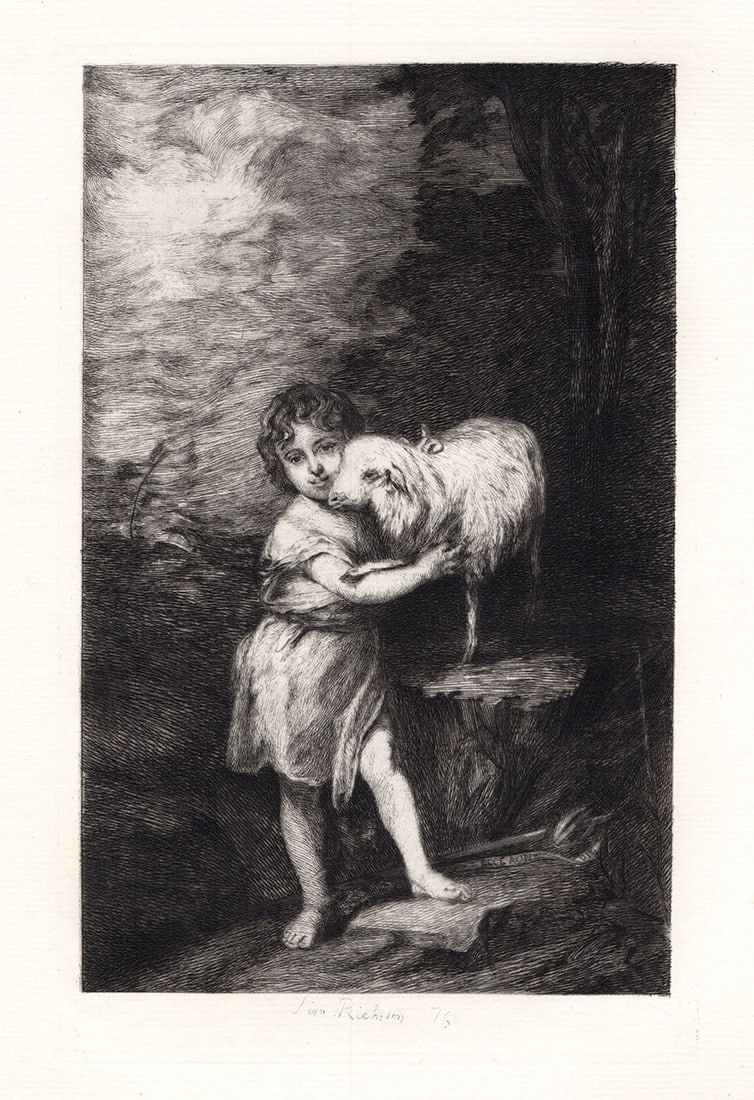 Bartolome Esteban Murillo St John and the Lamb 1876 etching (1 of 2)