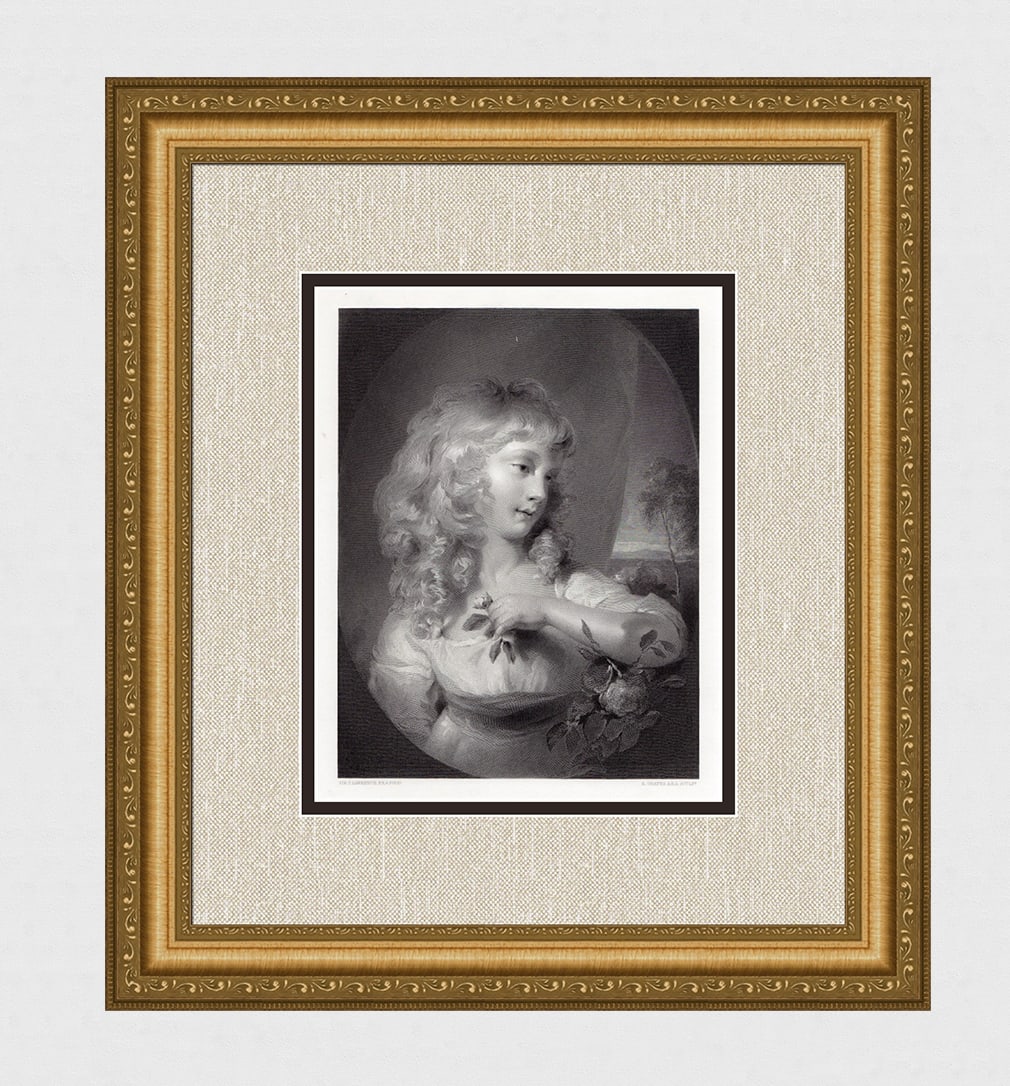 SIGNED 1800s Thomas Lawrence Engaving Young Princess Amelia FRAMED (1 of 4)