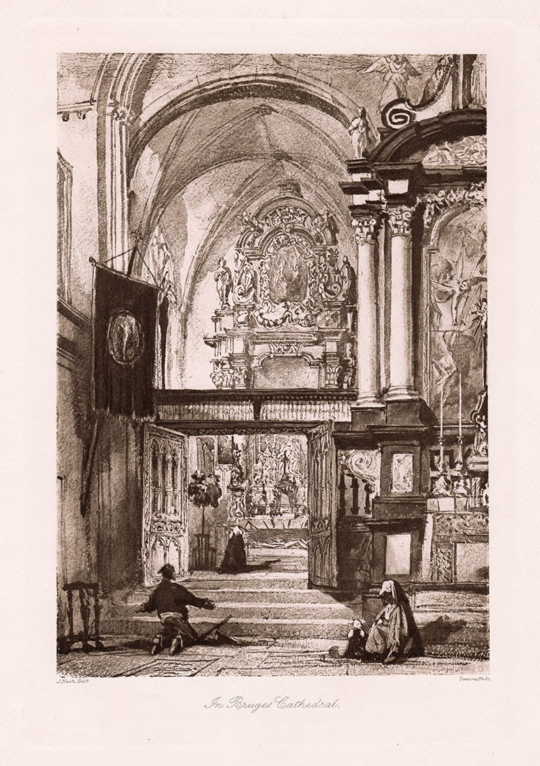 Joseph Nash 1891 print In Bruges Cathedral signed (1 of 2)