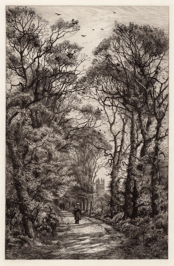 Frederick Albert Slocombe A College Walk 1884 Etching Signed (1 of 3)