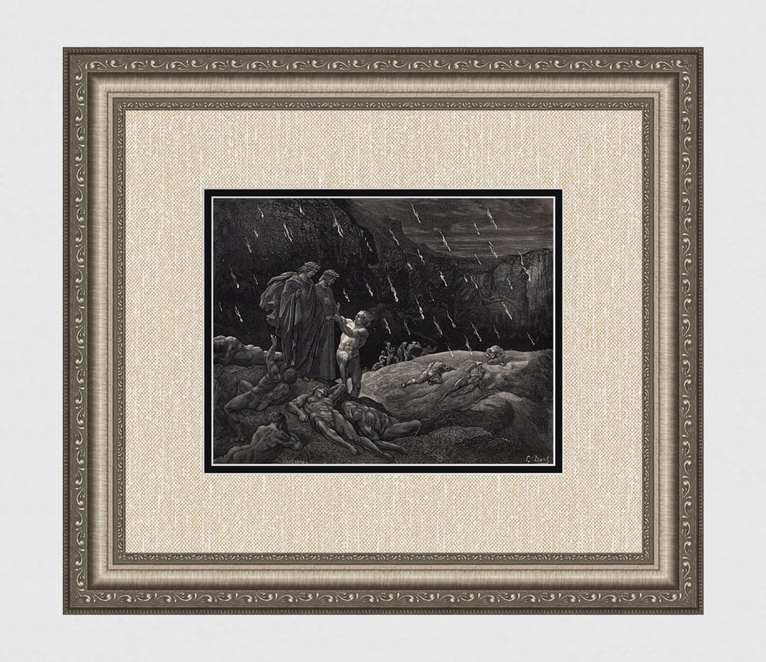 Gustave Dore Brunetto Latini (Dante's Divine Comedy Enferno) c. 1880 Wood Engraving (1 of 3)