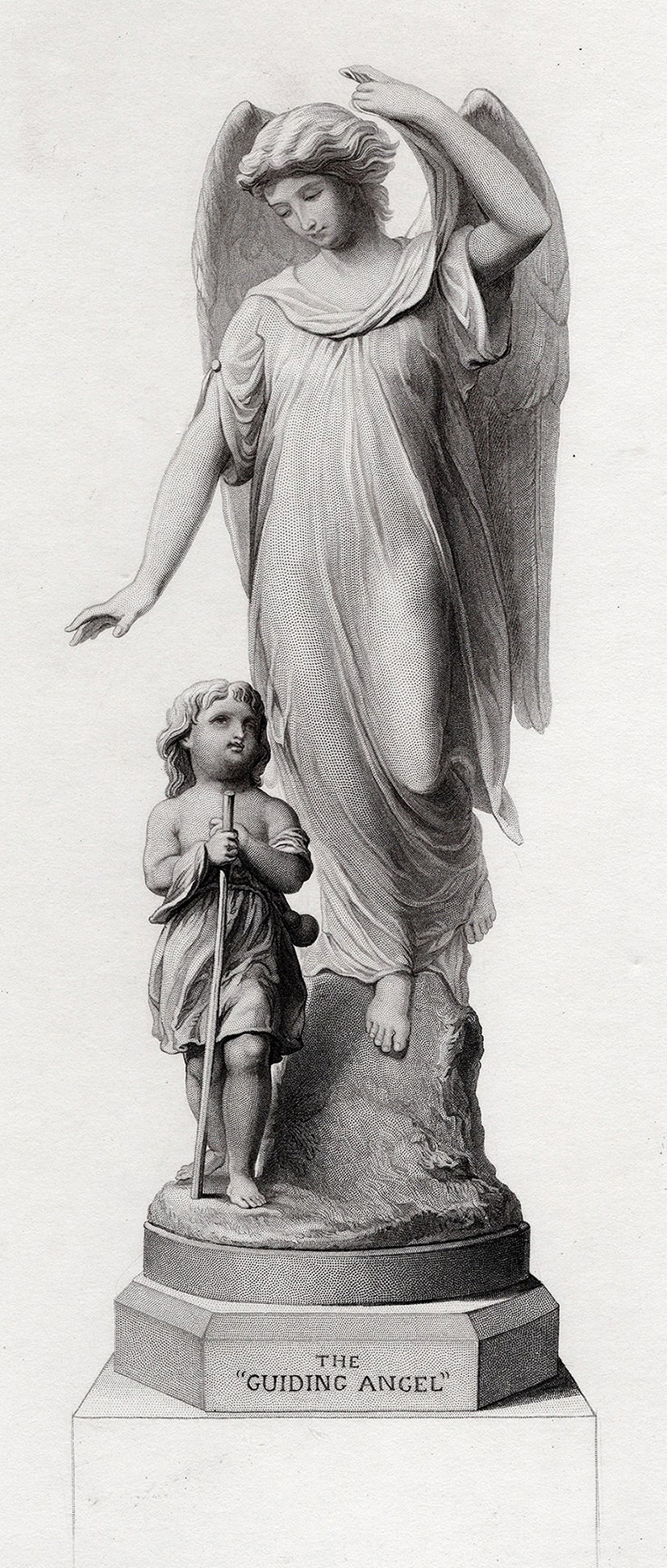 1800s Louis Auguste MALEMPRE Engraving Angel to the Children FRAMED (1 of 2)