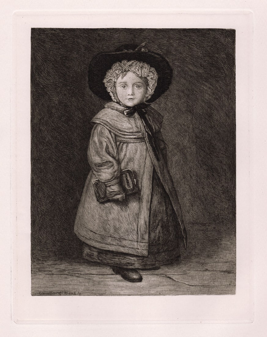 William Mulready Study of a Child etching signed (1 of 2)