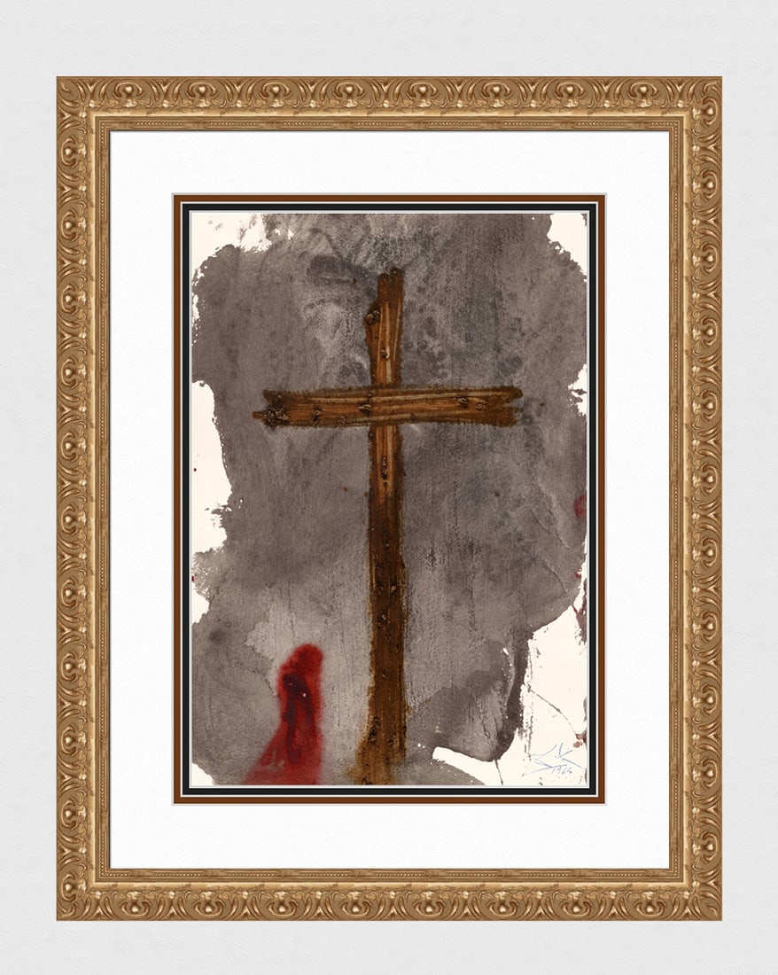 Dali 1967 Biblia Sacra Framed Original Centurion Lithograph: Salvador Dali. "Videns autem centurio quod factum fuerat, glorificavit Deum, dicens: Vere, hic homo iustus erat (Now when the centurion saw what was done, he glorified God, saying, Of a truth, this ma