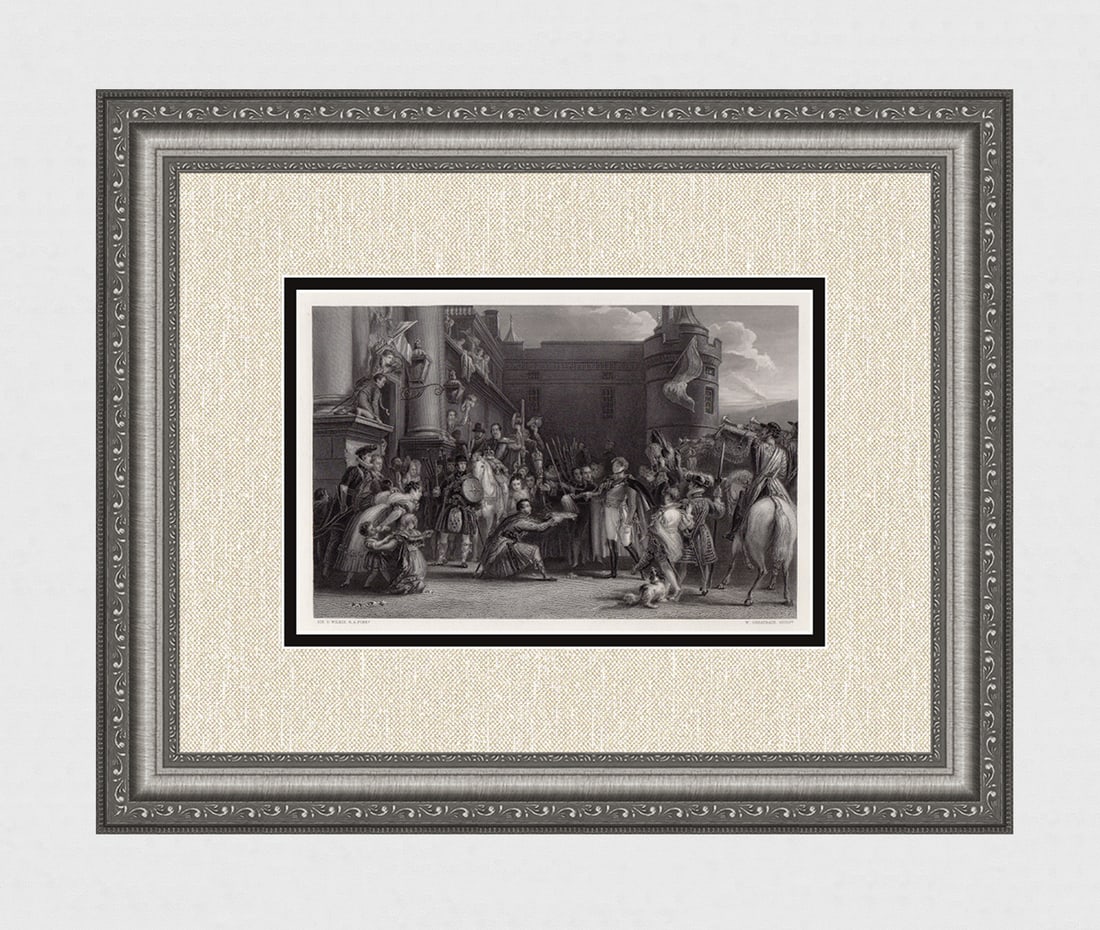 Historic 1800s David WILKIE SIGNED Engraving "The King at Holyrood" Framed COA (1 of 4)