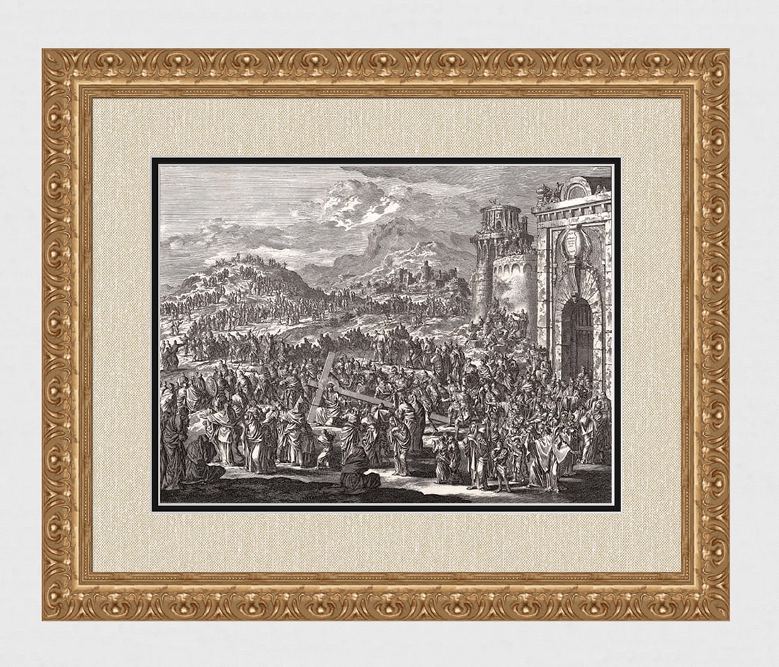 1747 Monumental Engraving Jan Luyken Jesus Bears His Own Cross Framed (1 of 5)