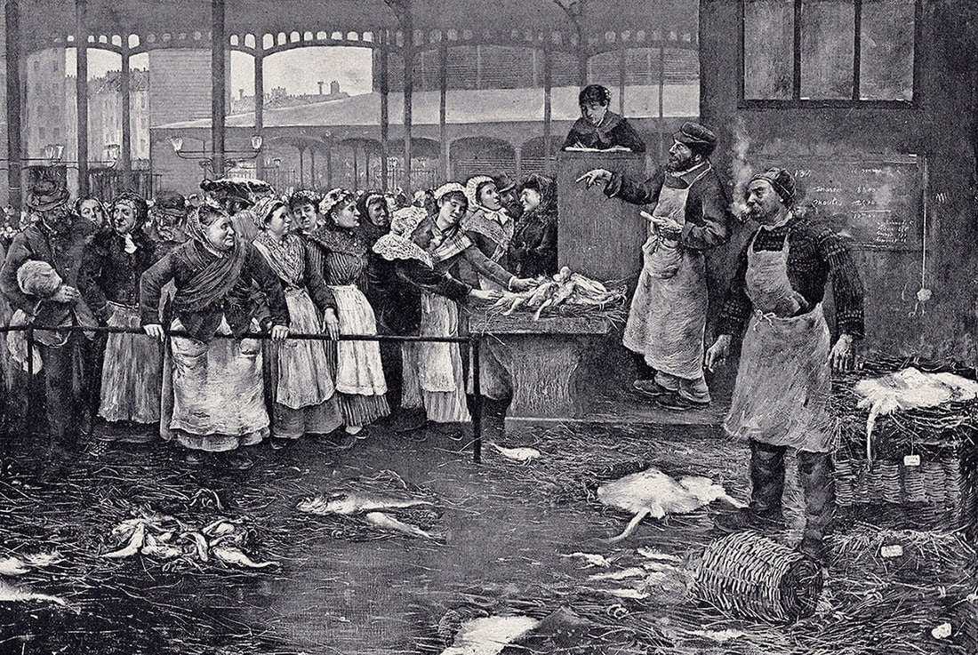 Norbert Goeneutte 1800s Antique Print At The Fish Market SIGNED Framed COA (1 of 2)